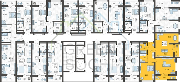3-к квартира, 65 кв.м., в ЖК Кислород (№14421)