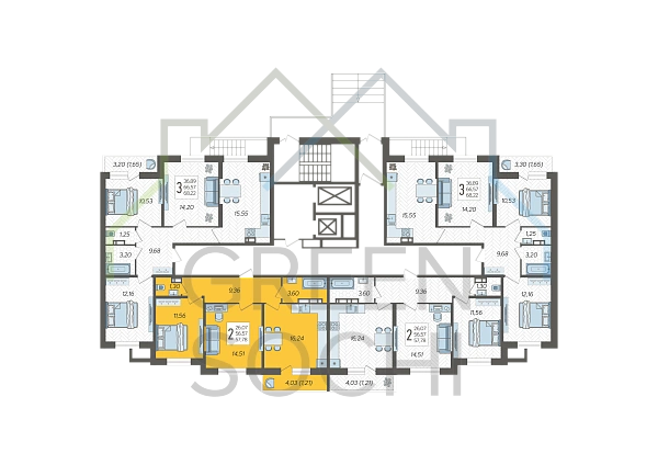 2-к квартира, 57 кв.м. (№10258)