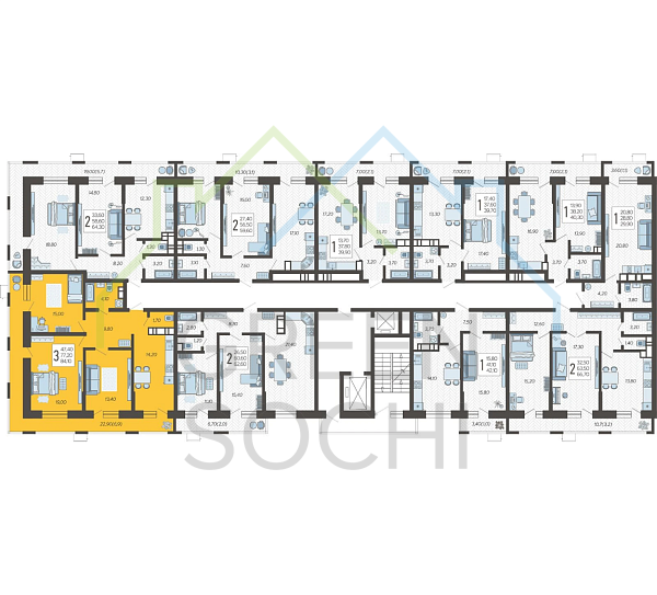 3-к квартира, 84 кв.м. (№7702)