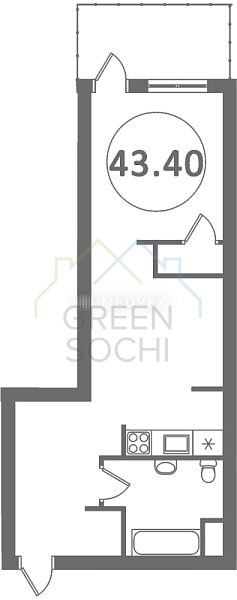 1-к квартира, 45 кв.м. (№246)