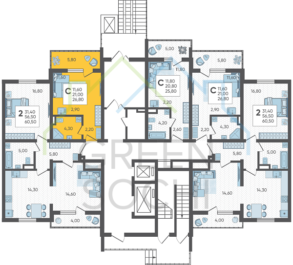 Студия, 26 кв.м. (№6848)