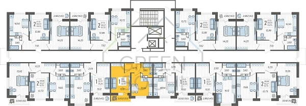 1-к квартира, 32 кв.м. (№10252)