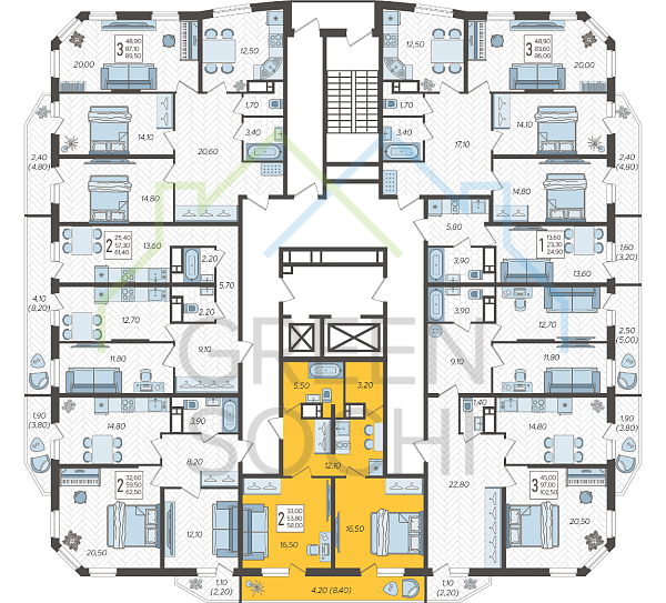 2-к квартира, 58 кв.м. (№10109)