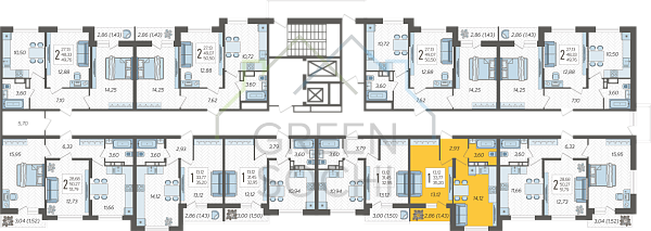 1-к квартира, 35 кв.м., в ЖК Смородина