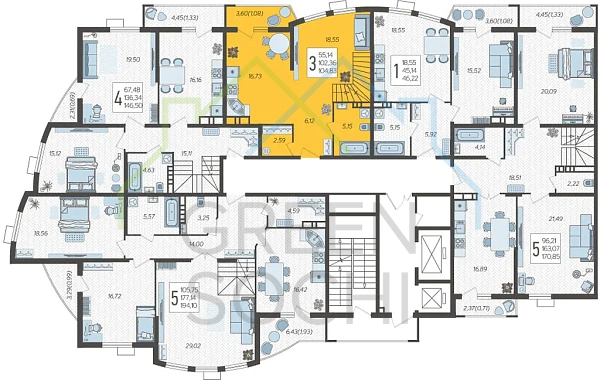 3-к квартира, 104 кв.м., в ЖК Режиссер (№13864)