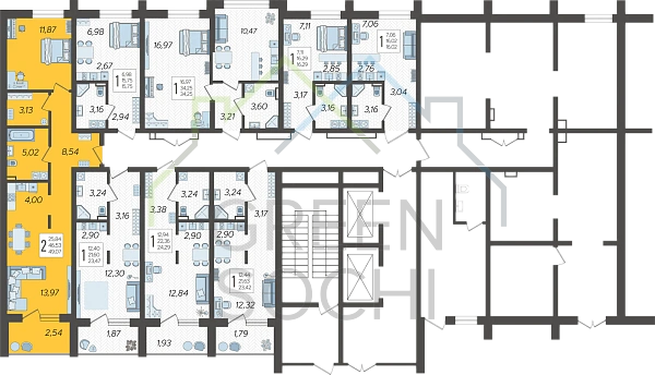 2-к квартира, 50 кв.м., в ЖК Кислород (№14410)