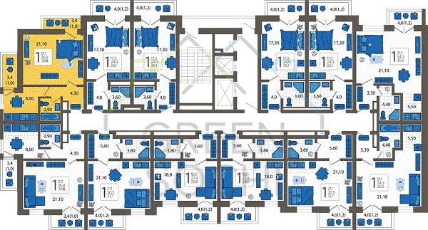 1-к квартира, 40 кв.м. (№10084)