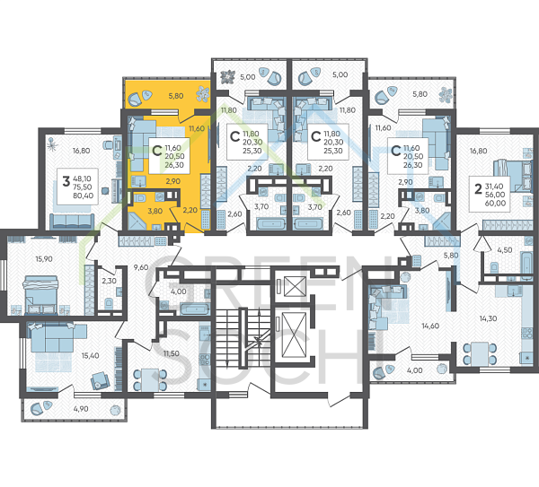 Студия, 26 кв.м. (№7192)