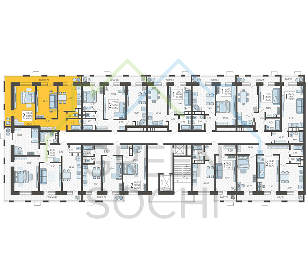 2-к квартира, 64 кв.м. (№9509)