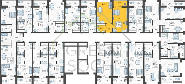 1-к квартира, 38 кв.м., в ЖК Кислород (№14438)