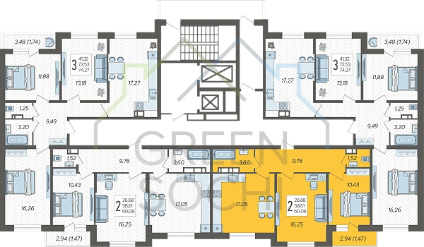 2-к квартира, 60 кв.м. (№10253)