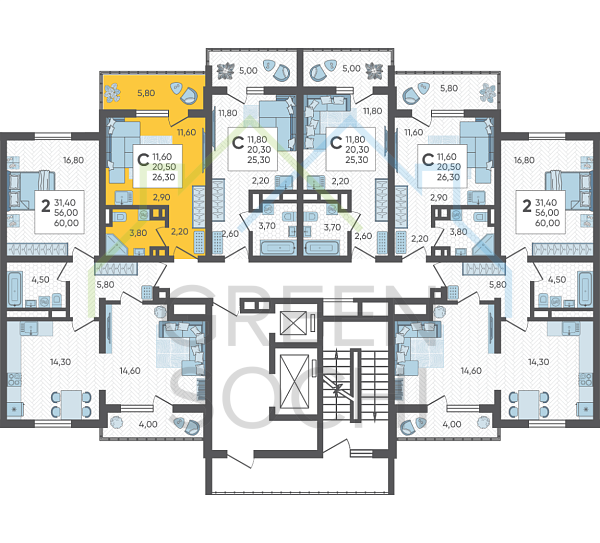 Студия, 26 кв.м. (№6887)