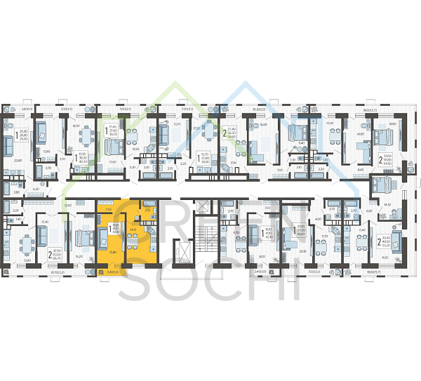 1-к квартира, 42 кв.м. (№9949)