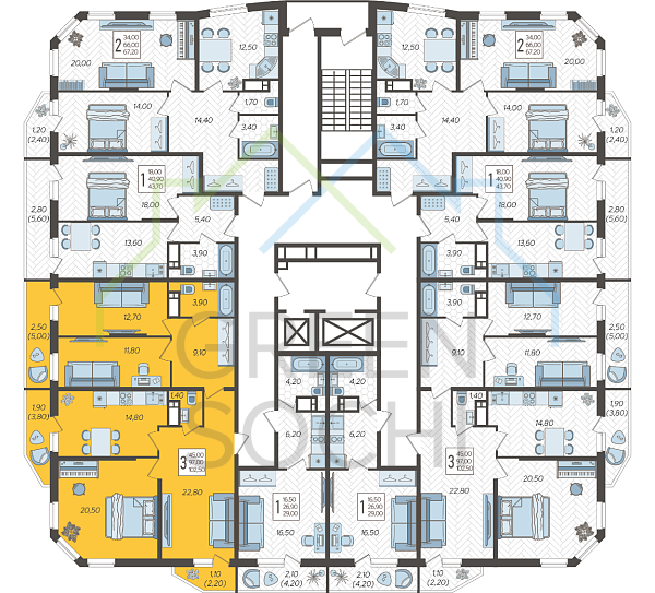 3-к квартира, 102 кв.м., в ЖК Зеленодар (№14364)