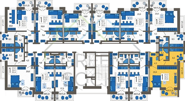 1-к квартира, 40 кв.м. (№10283)