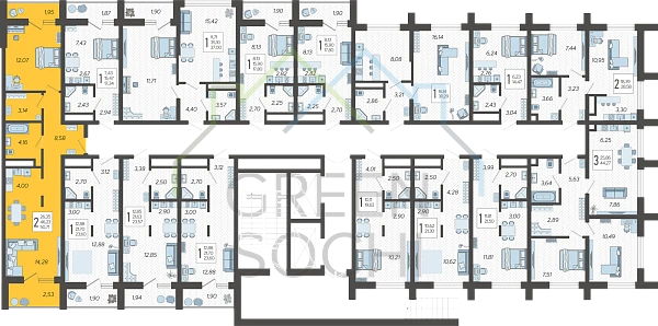 2-к квартира, 50 кв.м., в ЖК Кислород (№14405)