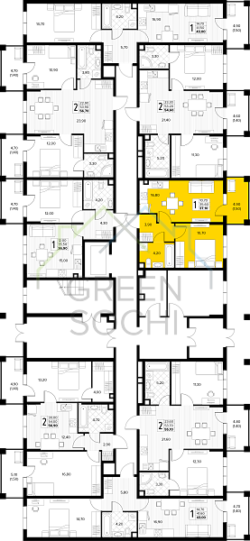 1-к квартира, 37 кв.м., в ЖК Кипарис (Холидей Хаус) (№14870)