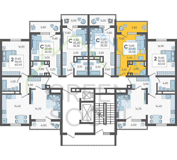 Студия, 26 кв.м. (№6863)