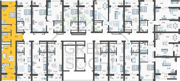 2-к квартира, 50 кв.м., в ЖК Кислород (№14460) 2-к квартира, 50 кв.м., в ЖК Кислород (№14460)