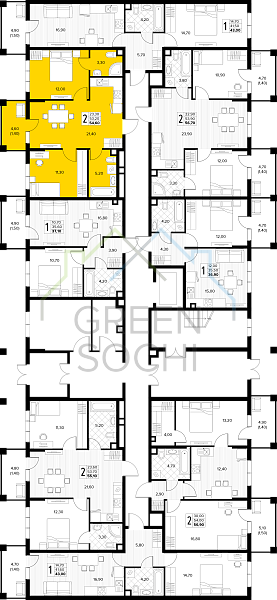 2-к квартира, 54 кв.м., в ЖК Кипарис (Холидей Хаус) (№14878)