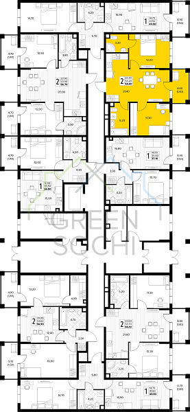 2-к квартира, 54 кв.м., в ЖК Кипарис (Холидей Хаус) (№14869)