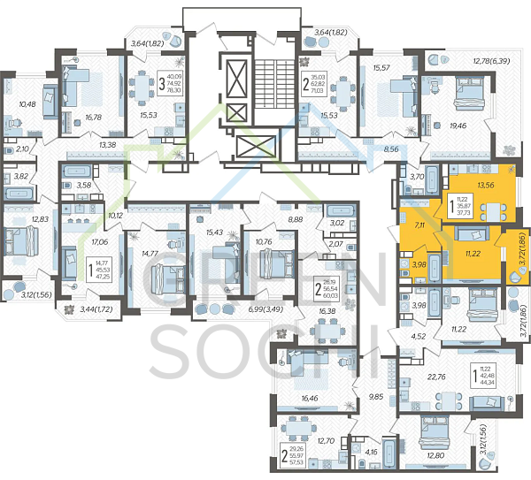 1-к квартира, 37 кв.м., в ЖК Ural (№13258)