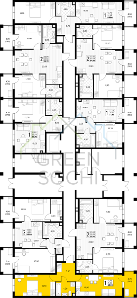 1-к квартира, 43 кв.м., в ЖК Кипарис (Холидей Хаус) (№14872)