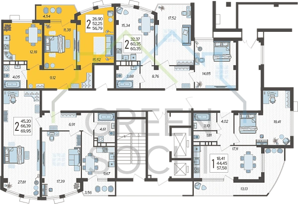 2-к квартира, 56 кв.м., в ЖК Режиссер (№13991)
