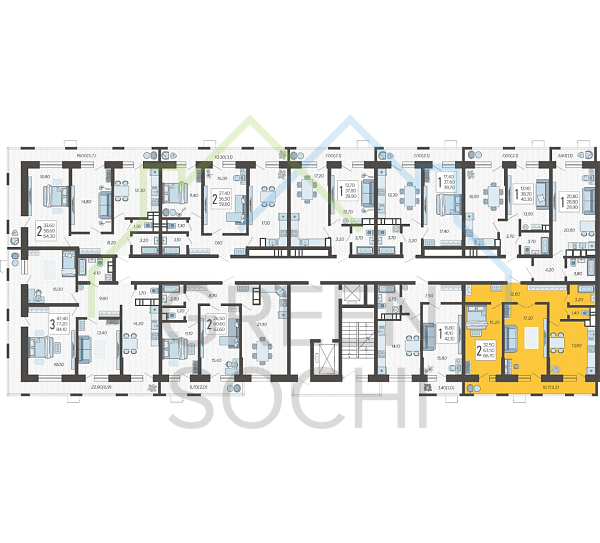 2-к квартира, 66 кв.м. (№10124)