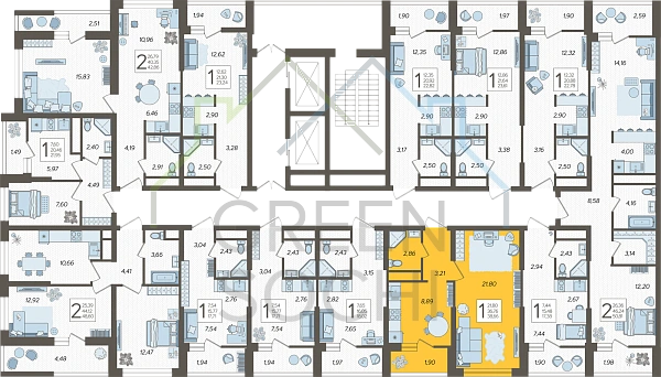 1-к квартира, 38 кв.м., в ЖК Кислород (№14451)